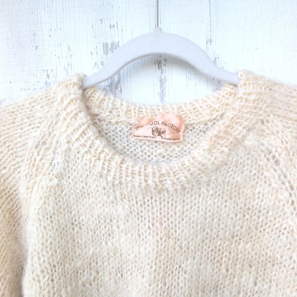 The Wool Factory Hand Knit Pure Wool Crewneck Sweater Adult Size Large - Picture 2 of 9